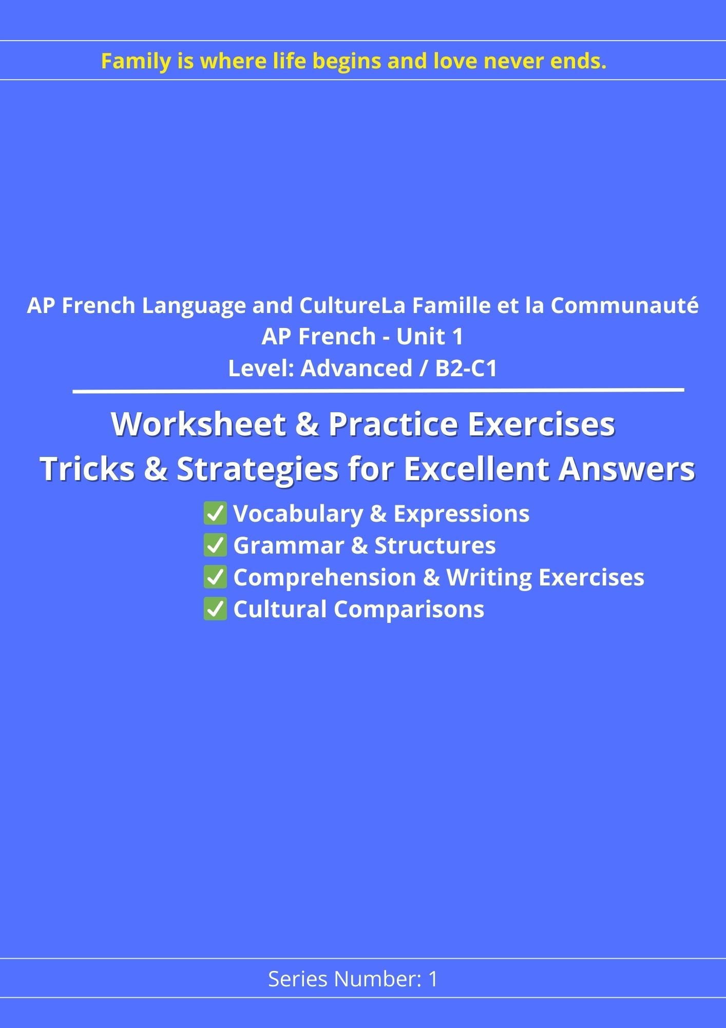 AP French Workbook: Family & Community Exercises with Tricks & Answers